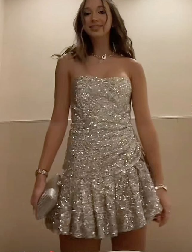 Vintage Sheath Strapless Layered Ruffle Mini Dresses Sequin Homecoming Dress fg7921