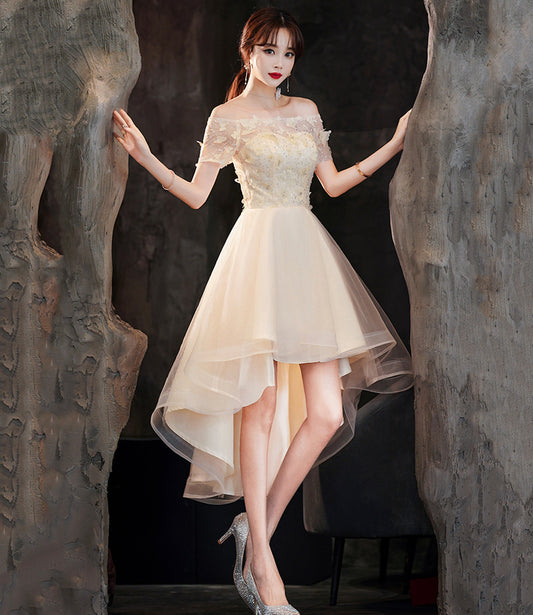 Cute tulle high low prom dress homecoming dress 8807