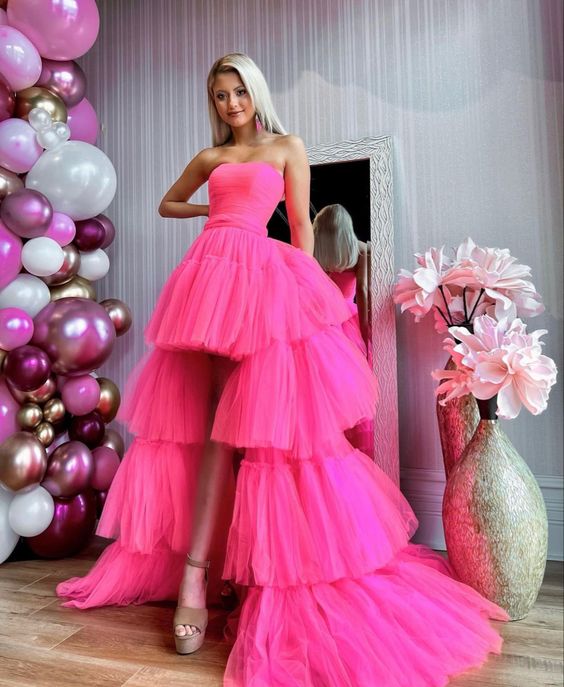 Hot Pink High Low Prom Dress fg2428