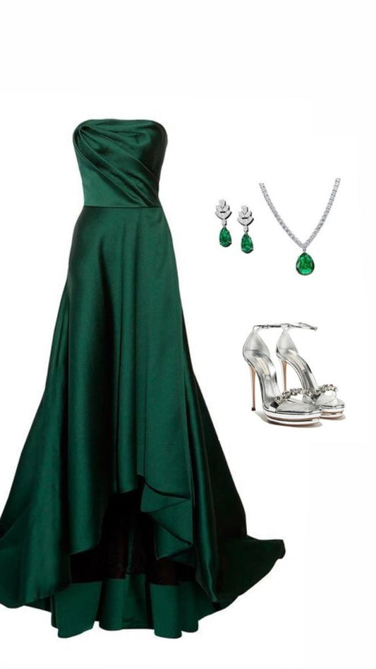Elegant Green High Low Prom Dress Formal Party Dress fg5219