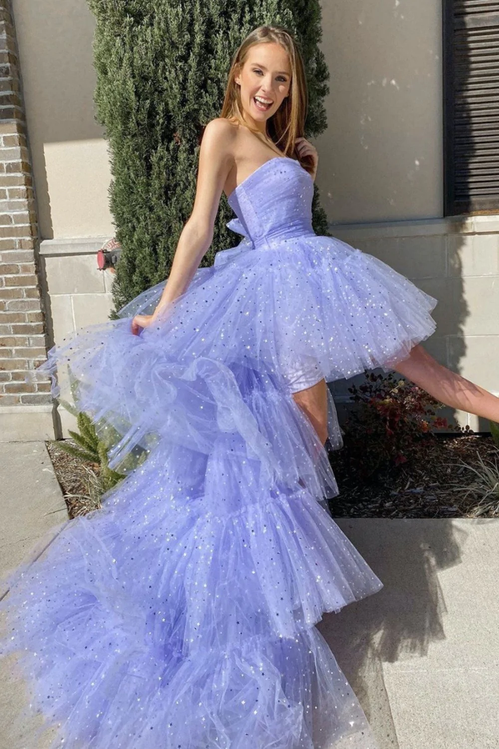 Strapless High Low Prom Dresses Popular Girl Party Dresses, Evening Prom Dresses gh957