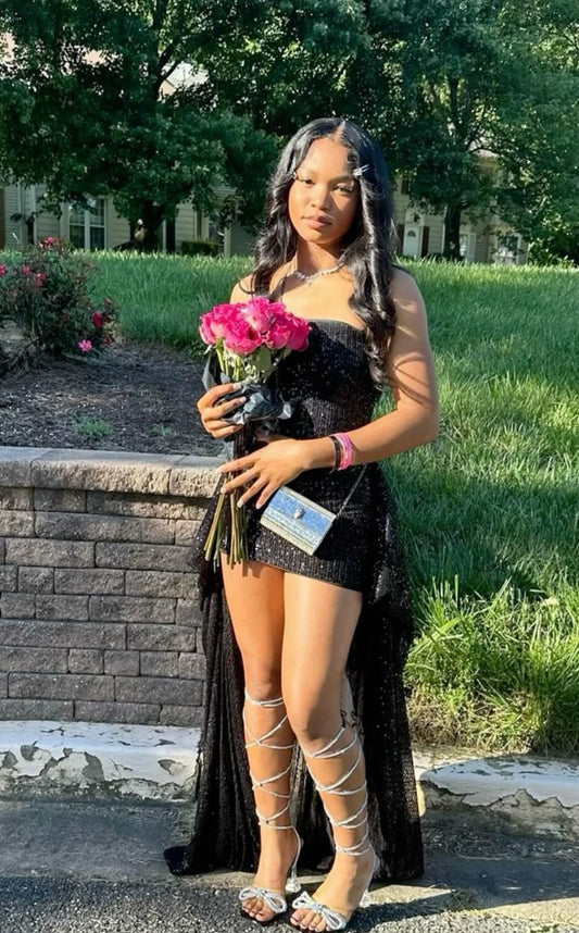 Black Sequin Homecoming Dress Short Evening Dress Cocktail Dresses Short Party Dress   fg7918