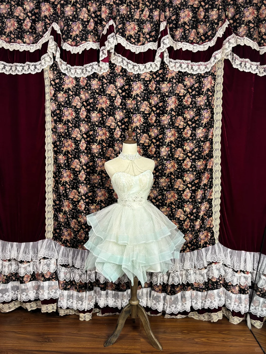 Vintage Sweetheart Applique Beaded Strapless A-Line Elegant Chiffon Tiered Homecoming Dress Evening Dress Prom Dresses TP4140