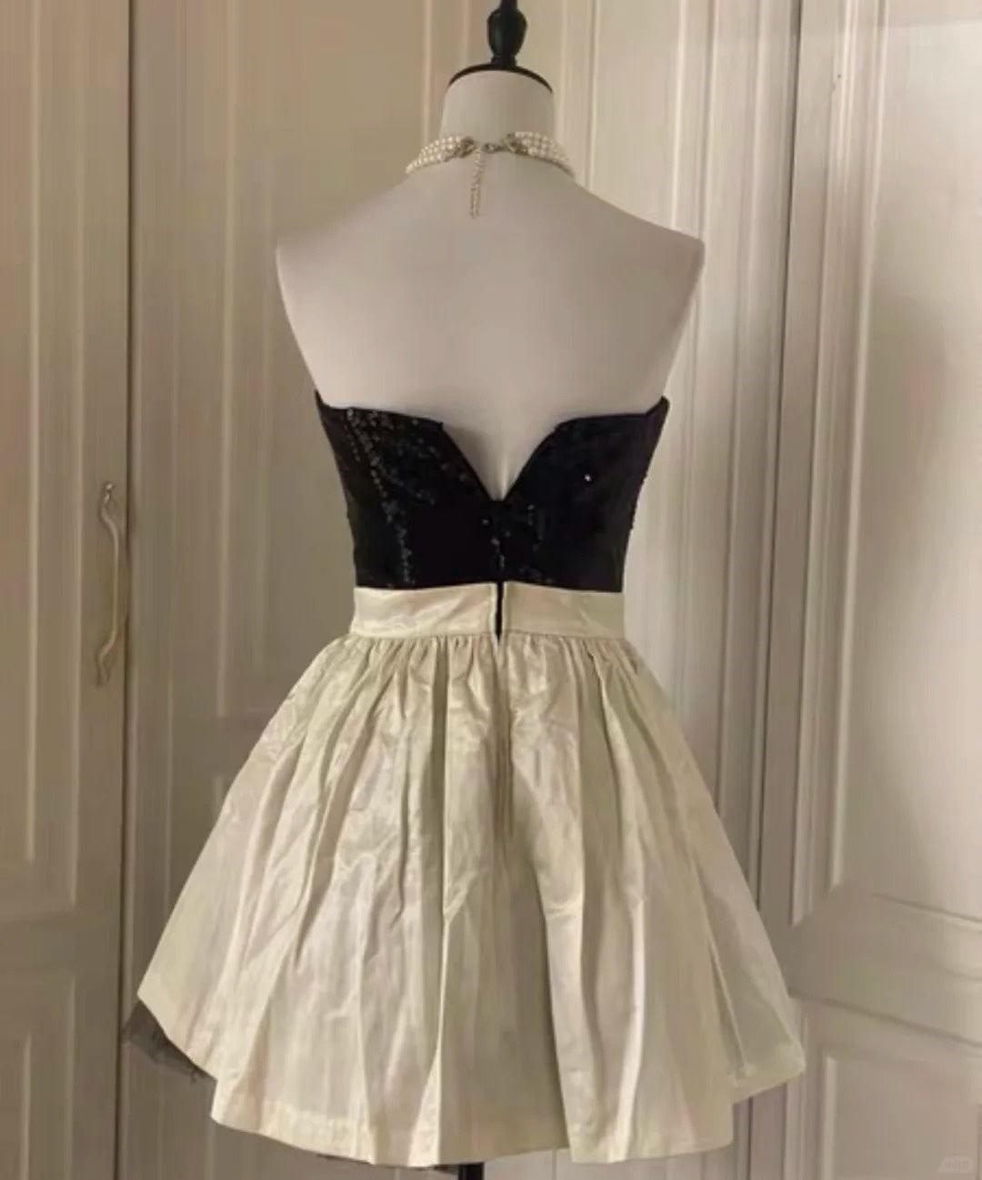 __hite Retro Shiny Elegant Princess Short Sequin Homecoming Dress Birthday Party Dress~__ gh4268