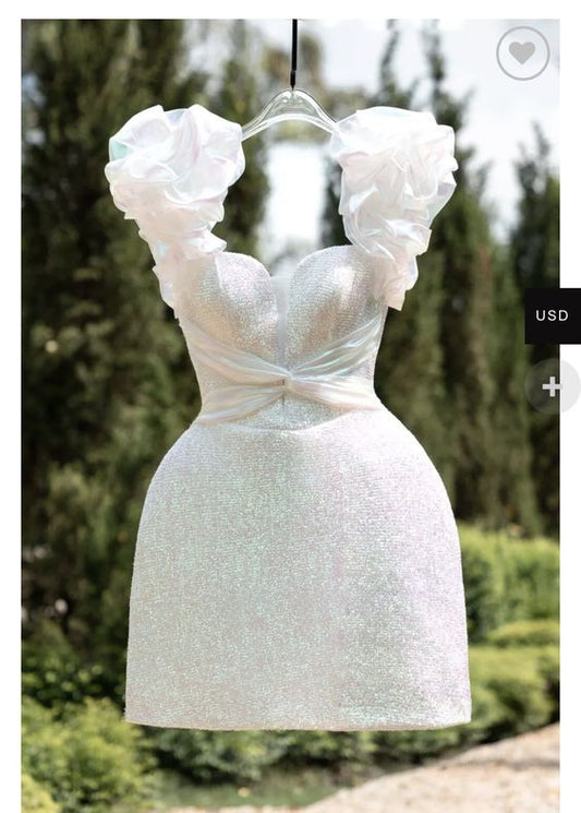 Sexy Sheath Straps White Sequin Homecoming Dress 16th Birthday Outfits P1840